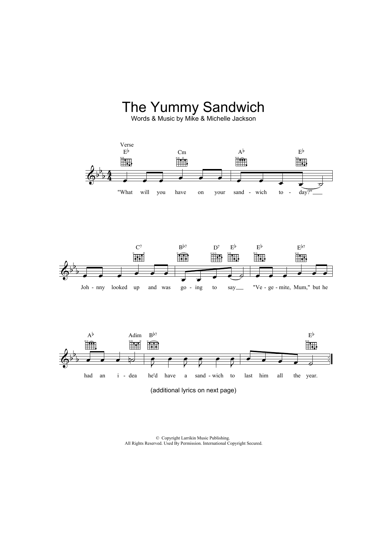Download Mike Jackson The Yummy Sandwich Sheet Music
