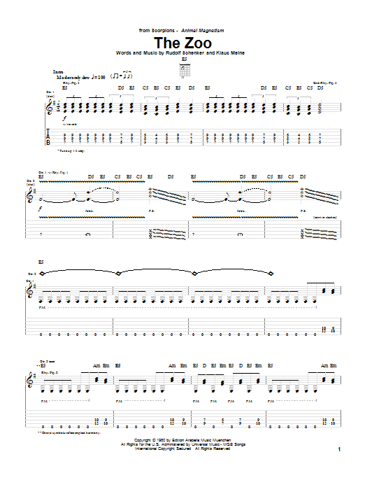 Download Scorpions The Zoo Sheet Music