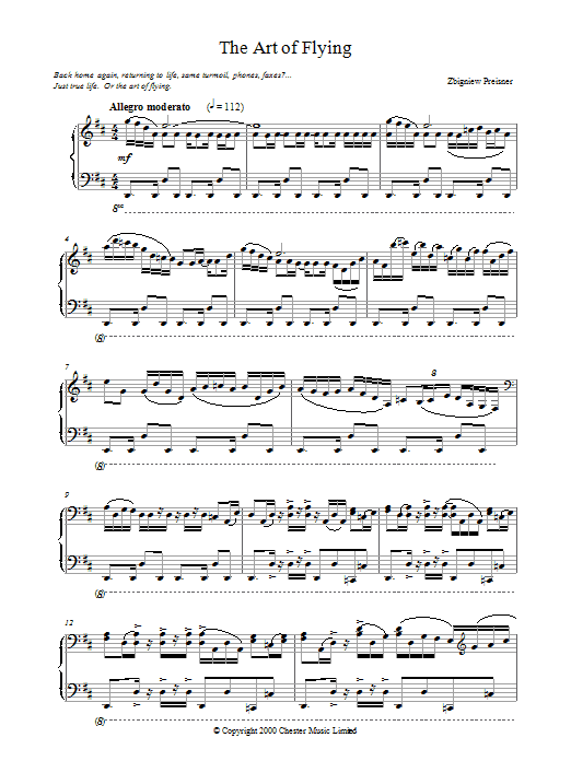 Zbigniew Preisner The Art of Flying sheet music notes printable PDF score