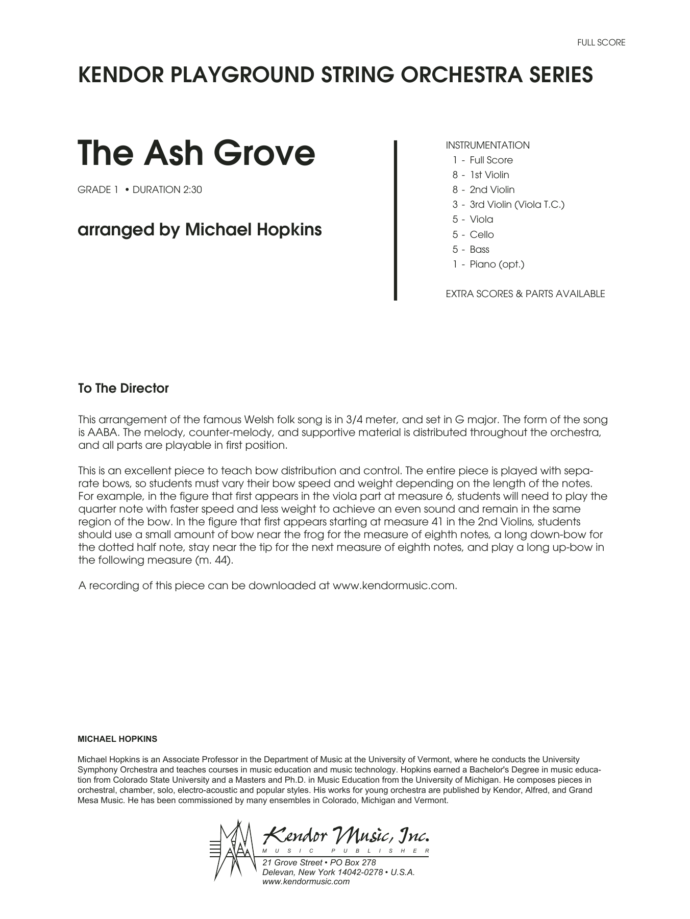 Download Michael Hopkins The Ash Grove - Full Score Sheet Music