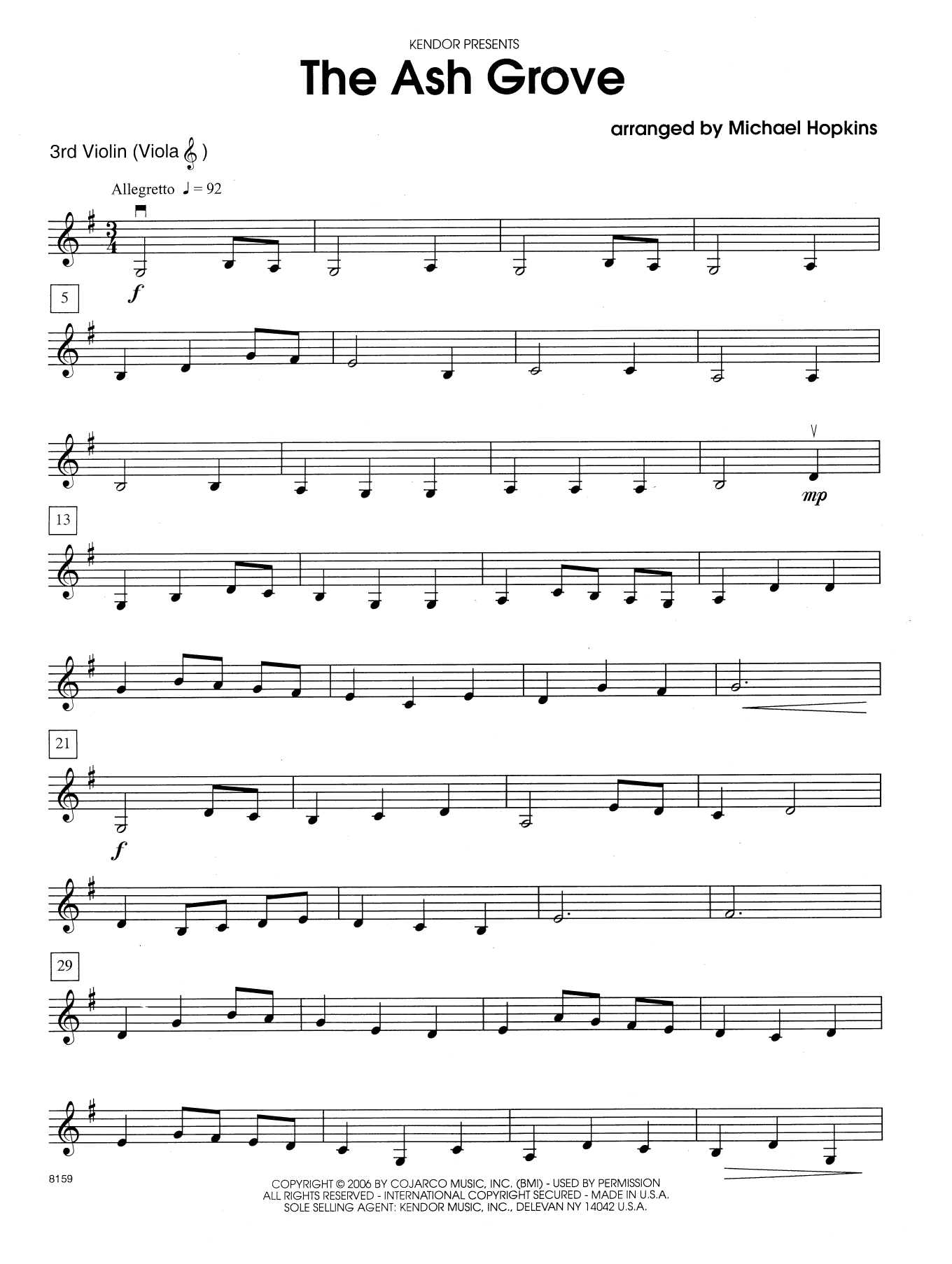 Download Michael Hopkins The Ash Grove - Violin 3 (Viola T.C.) Sheet Music