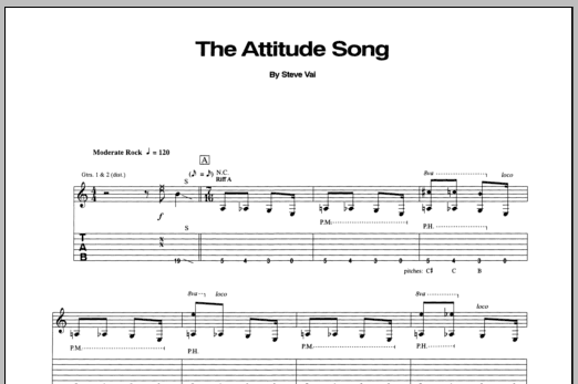 Download Steve Vai The Attitude Song Sheet Music