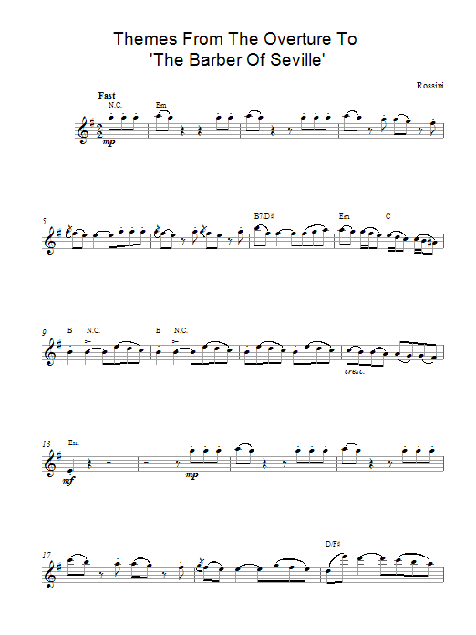 Gioachino Rossini The Barber Of Seville Overture sheet music notes printable PDF score