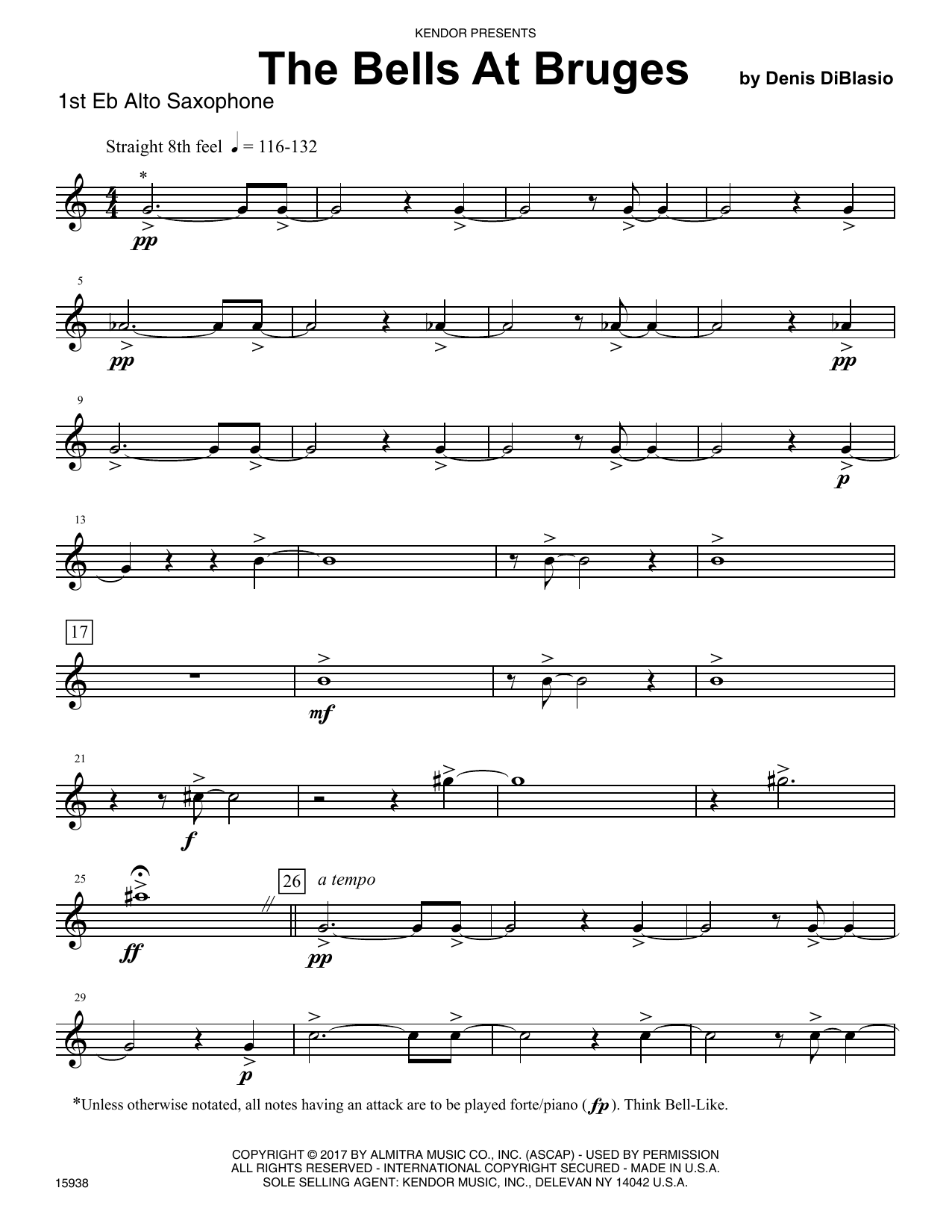 Download Denis DiBlasio The Bells At Bruges - 1st Eb Alto Saxop Sheet Music
