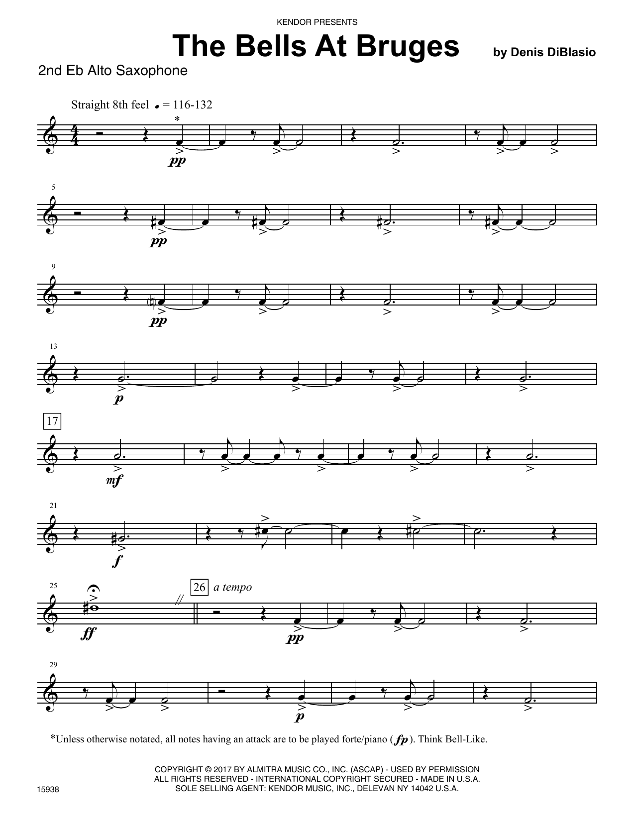 Download Denis DiBlasio The Bells At Bruges - 2nd Eb Alto Saxop Sheet Music