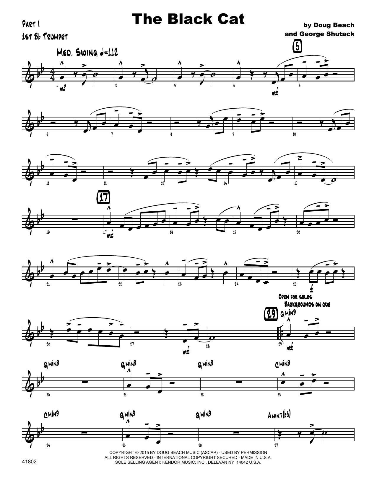 Download George Shutack The Black Cat - 1st Bb Trumpet Sheet Music