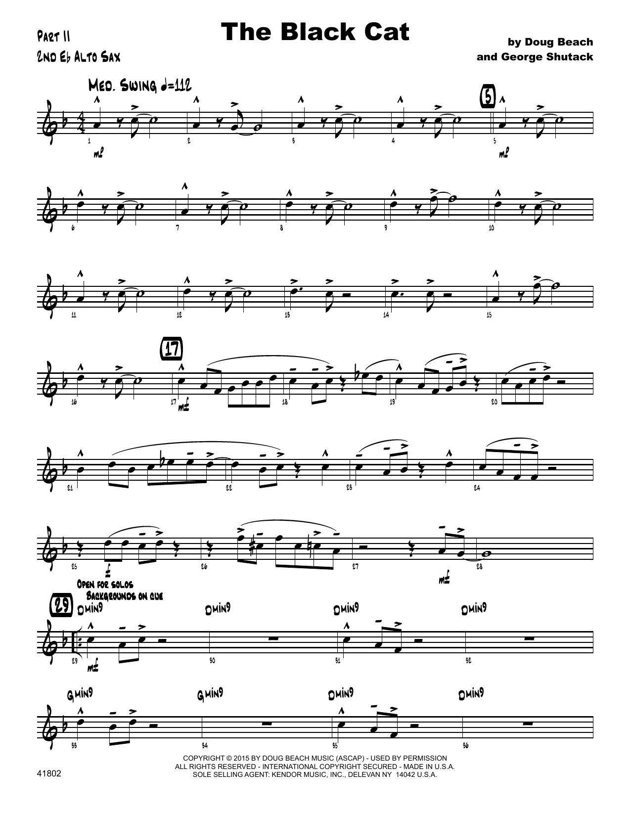 Download George Shutack The Black Cat - 2nd Eb Alto Saxophone Sheet Music