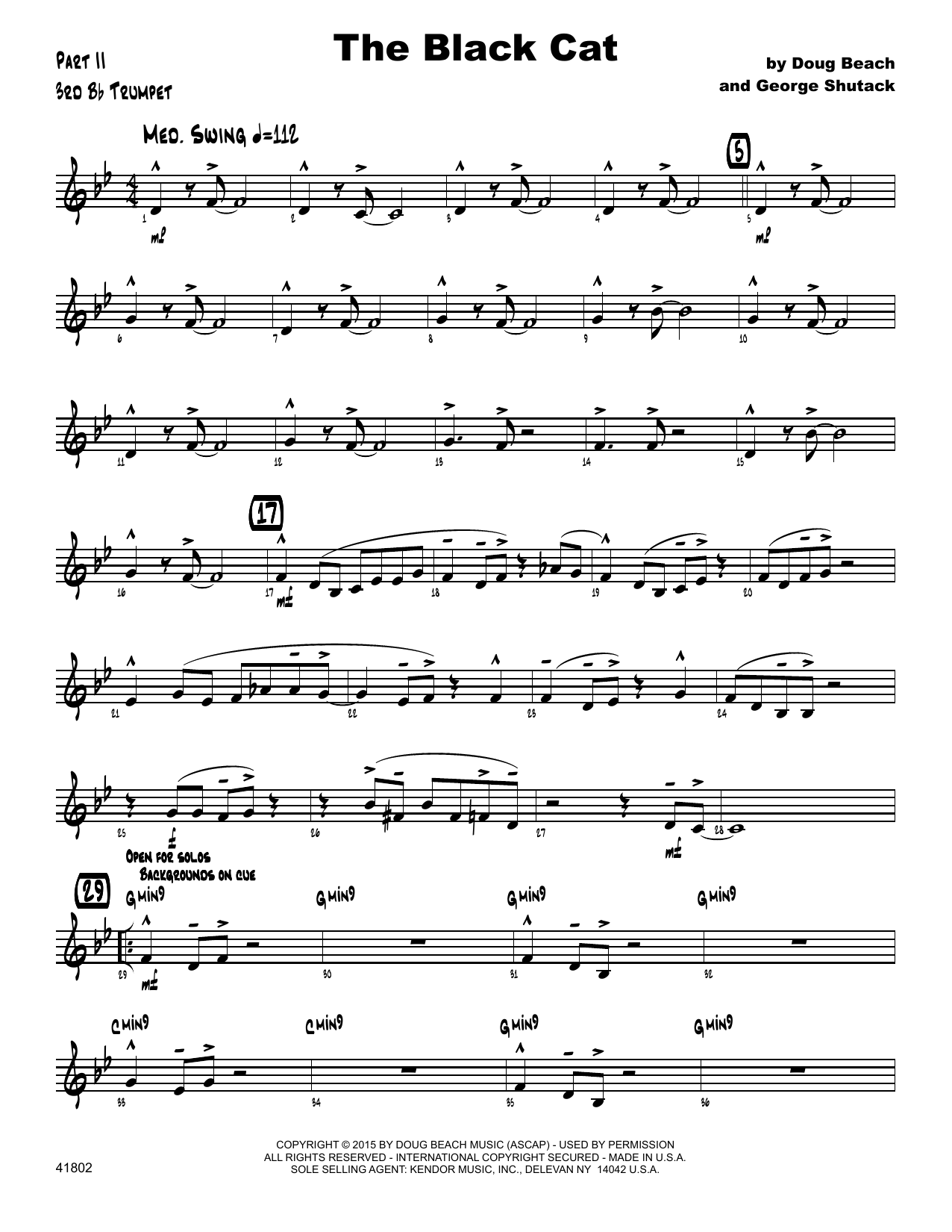 Download George Shutack The Black Cat - 3rd Bb Trumpet Sheet Music
