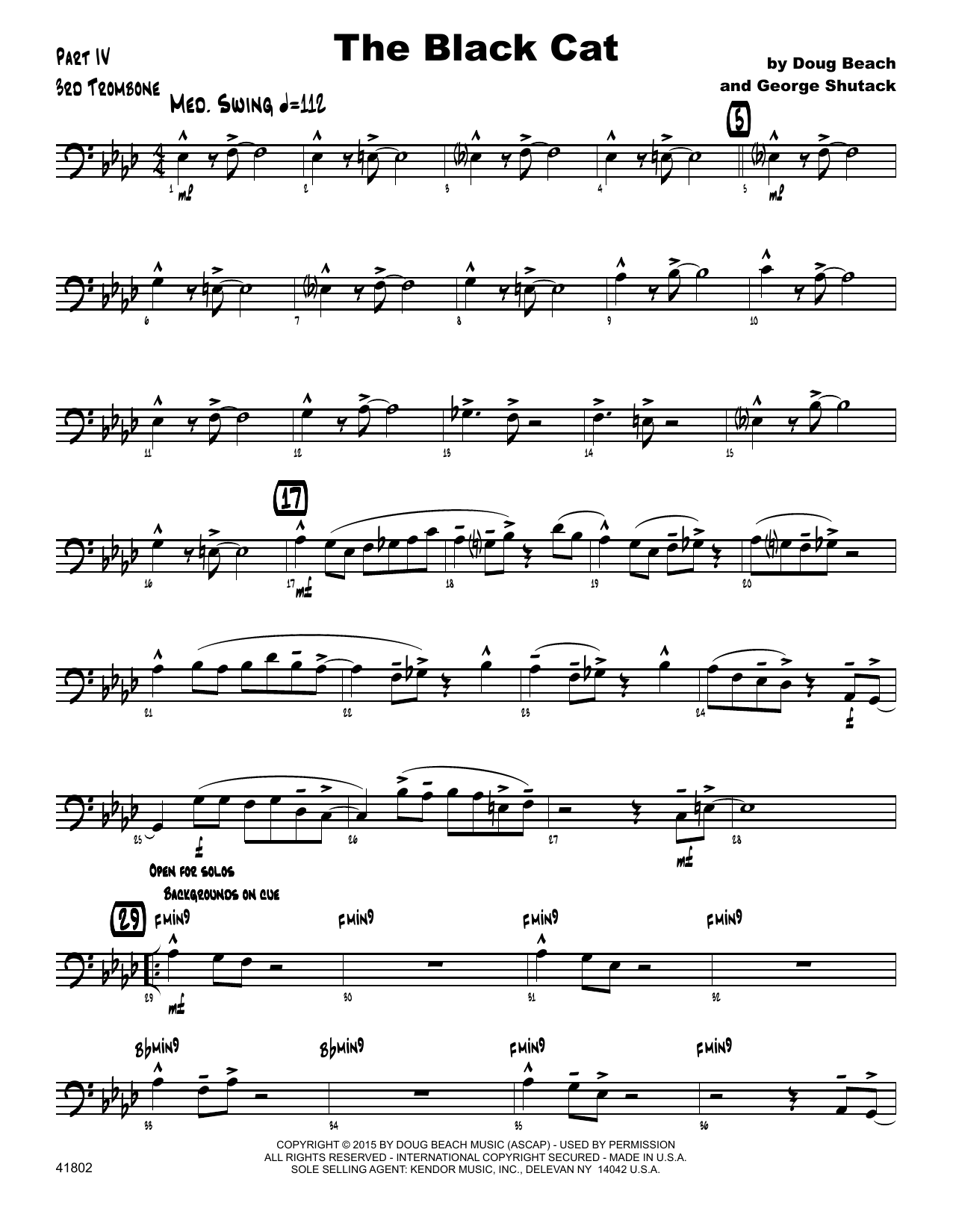 Download George Shutack The Black Cat - 3rd Trombone Sheet Music