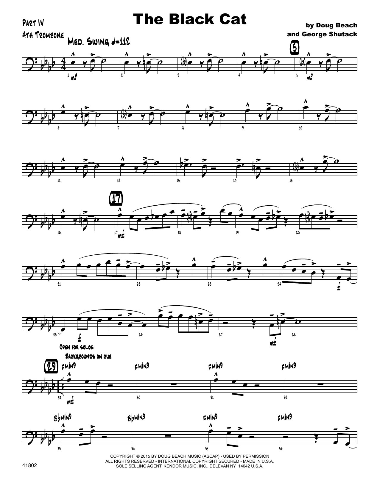 Download George Shutack The Black Cat - 4th Trombone Sheet Music