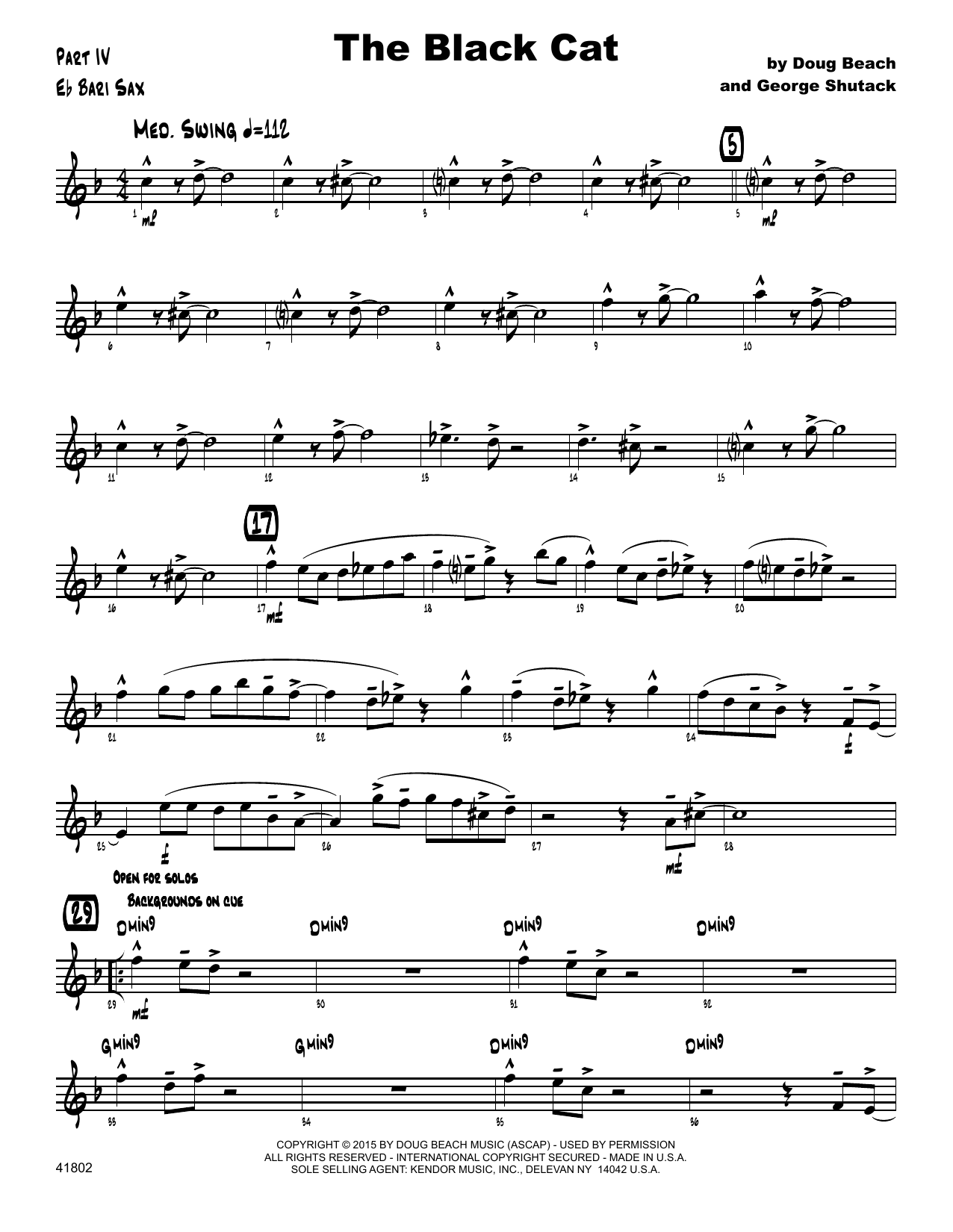 Download George Shutack The Black Cat - Eb Baritone Saxophone Sheet Music