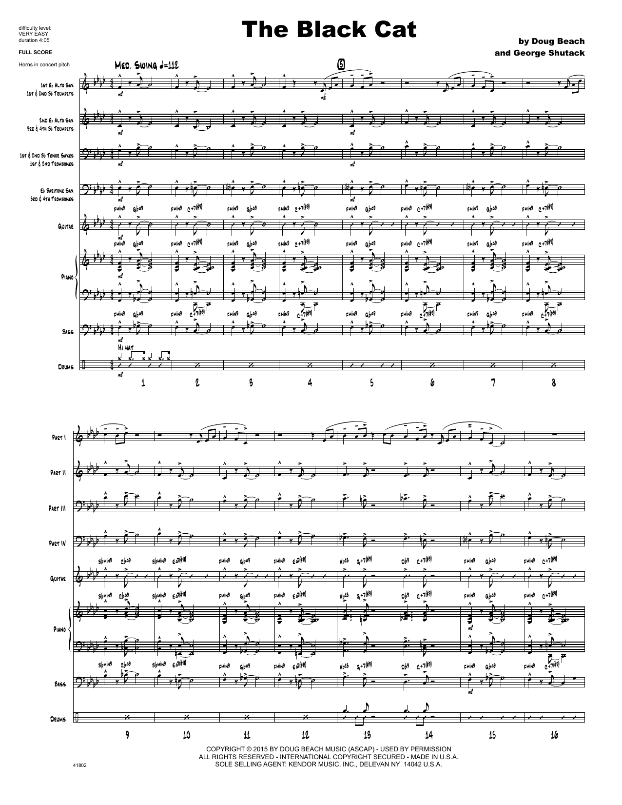 Download George Shutack The Black Cat - Full Score Sheet Music