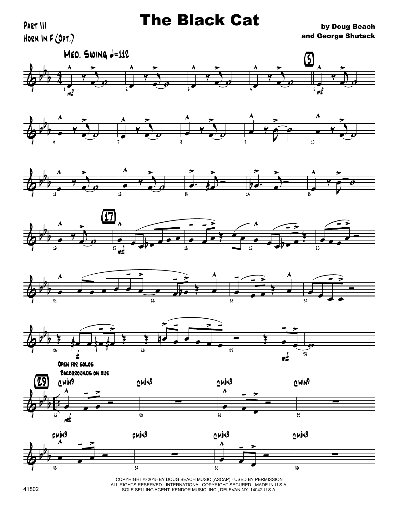 Download George Shutack The Black Cat - Horn in F Sheet Music