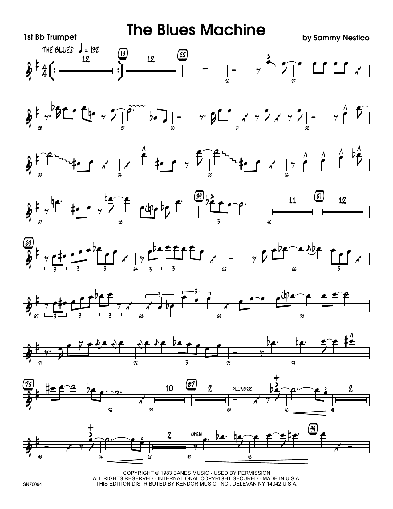 Download Sammy Nestico The Blues Machine - 1st Bb Trumpet Sheet Music