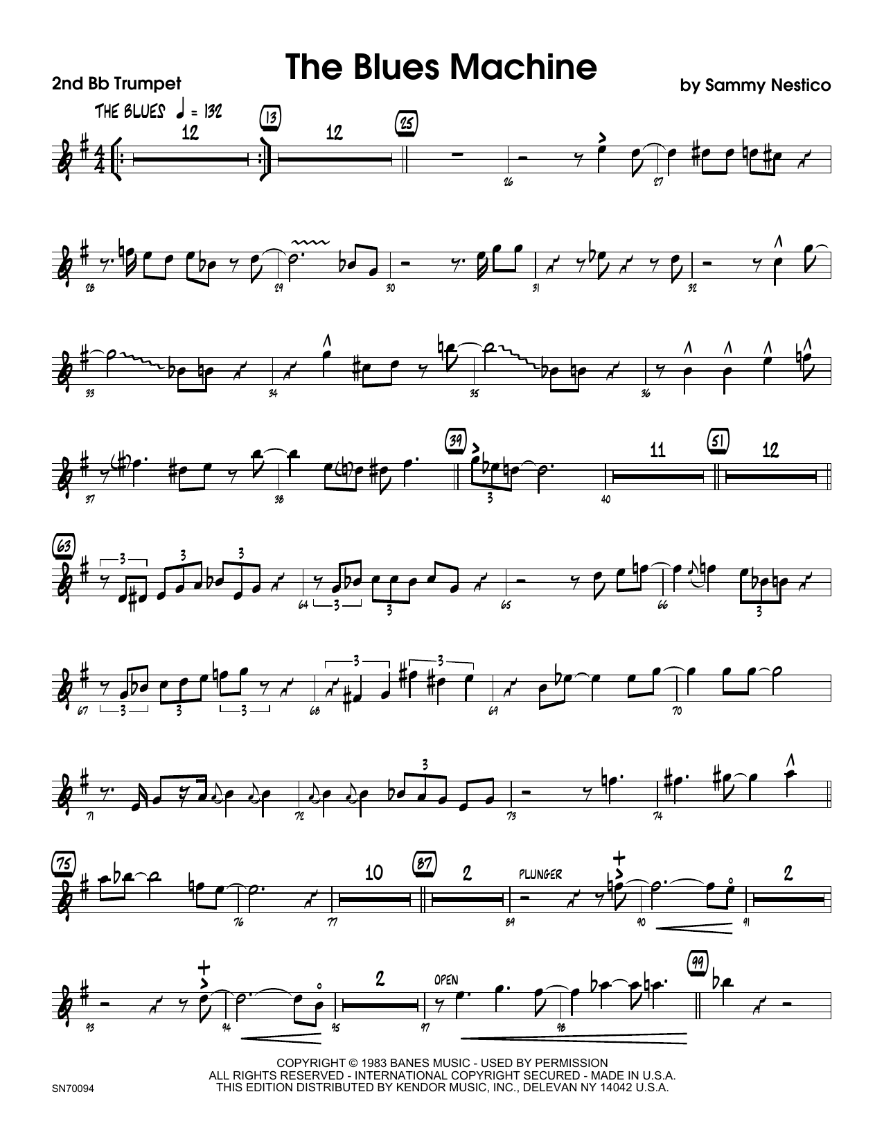 Download Sammy Nestico The Blues Machine - 2nd Bb Trumpet Sheet Music