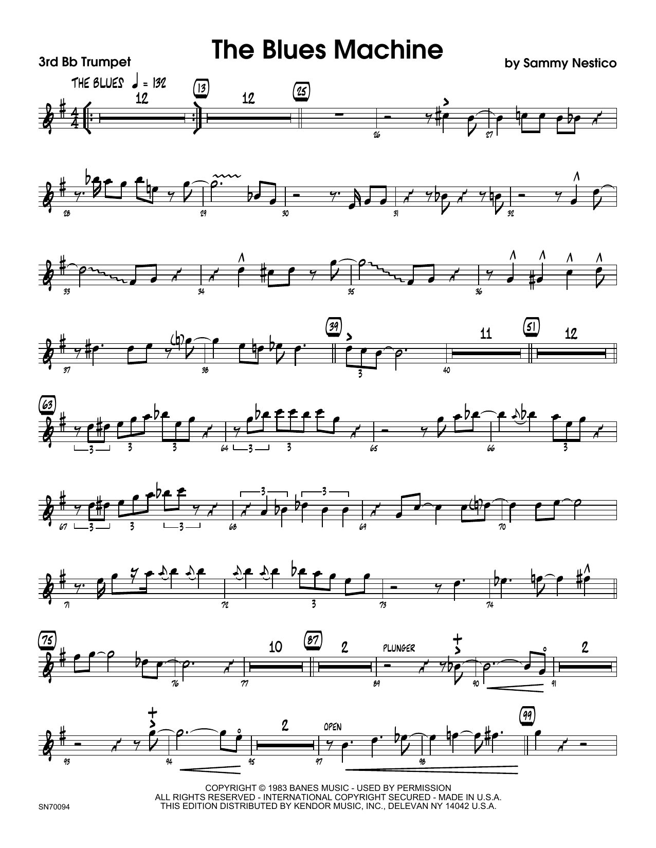 Download Sammy Nestico The Blues Machine - 3rd Bb Trumpet Sheet Music