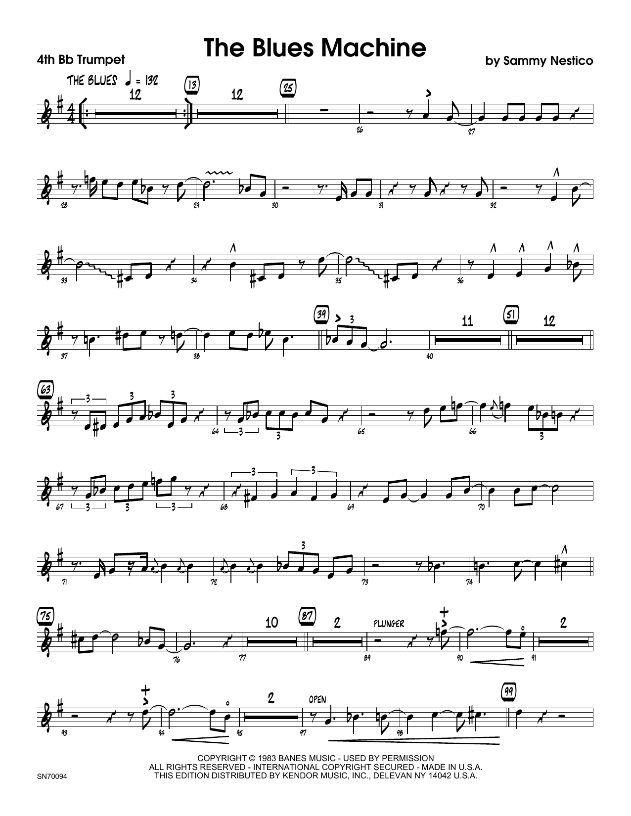 Download Sammy Nestico The Blues Machine - 4th Bb Trumpet Sheet Music