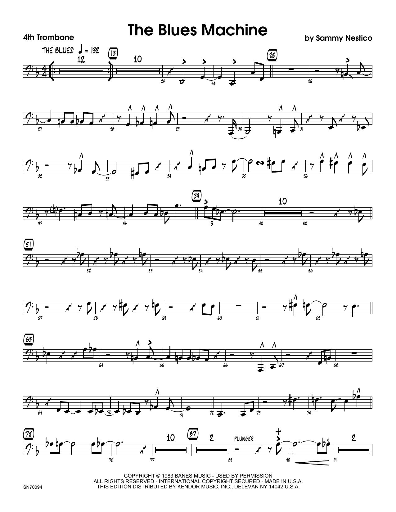 Download Sammy Nestico The Blues Machine - 4th Trombone Sheet Music