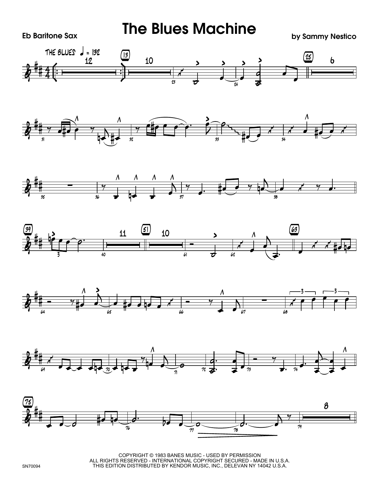 Download Sammy Nestico The Blues Machine - Eb Baritone Saxopho Sheet Music