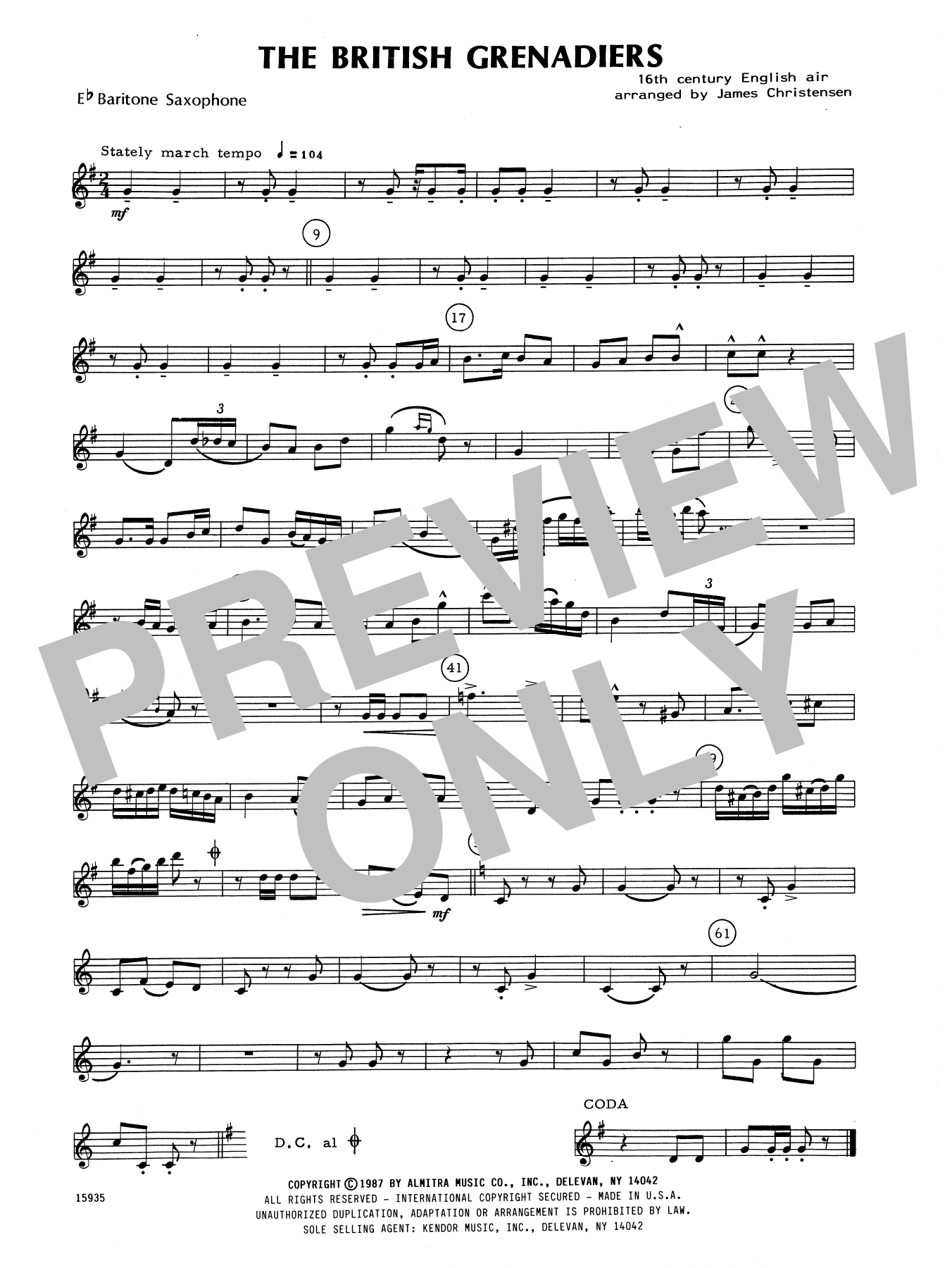 Download James Christensen The British Grenadiers - Eb Baritone Sa Sheet Music