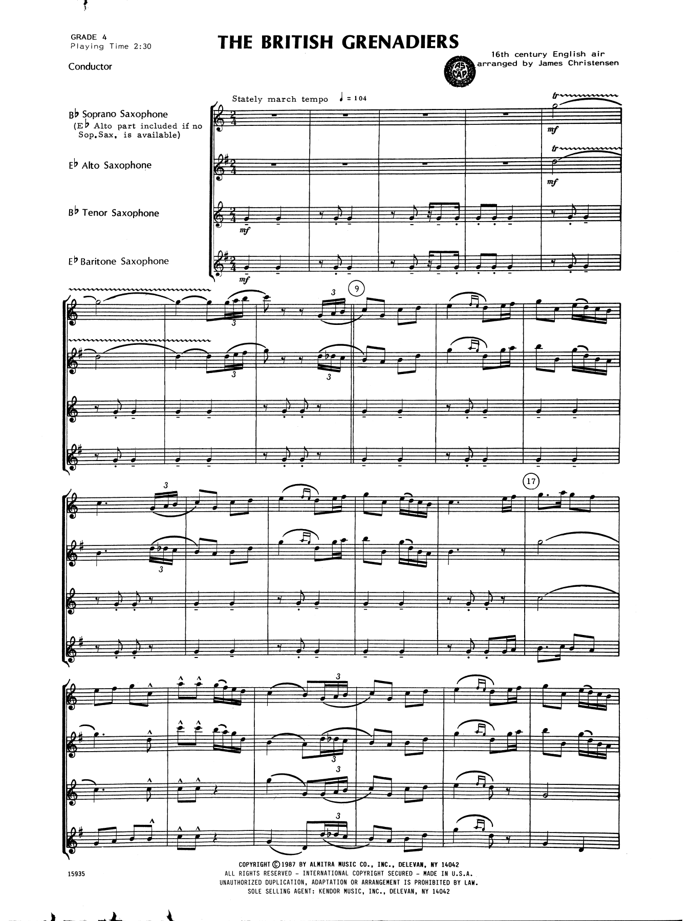 Download James Christensen The British Grenadiers - Full Score Sheet Music