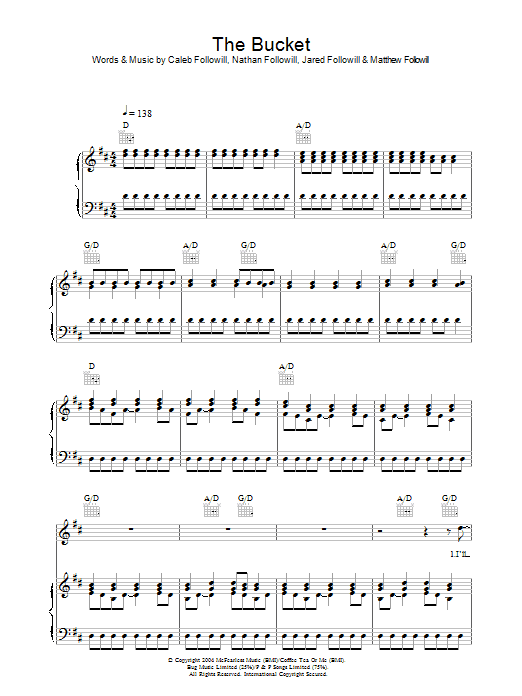 Download Kings Of Leon The Bucket Sheet Music