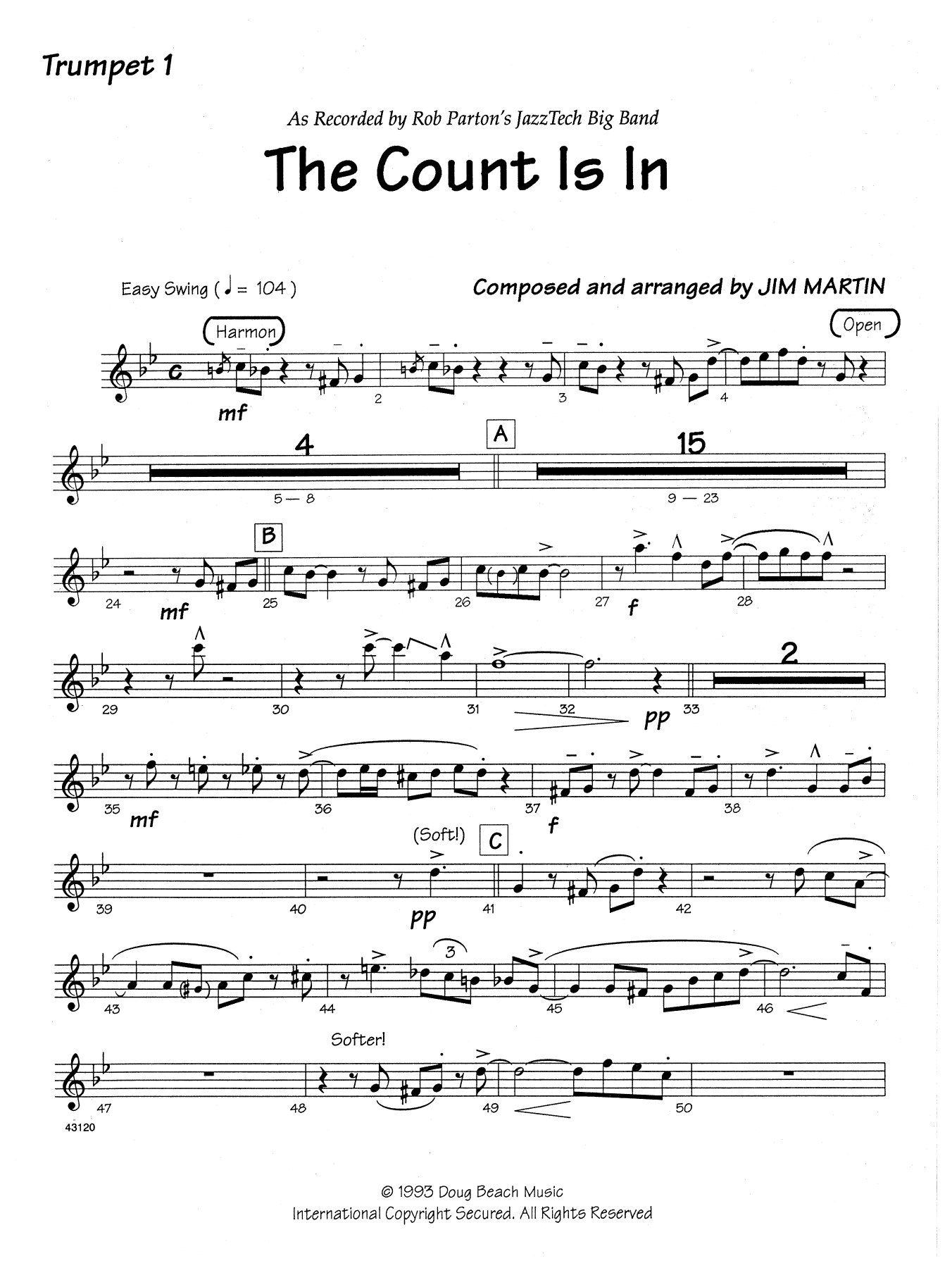 Download Martin The Count Is In - 1st Bb Trumpet Sheet Music