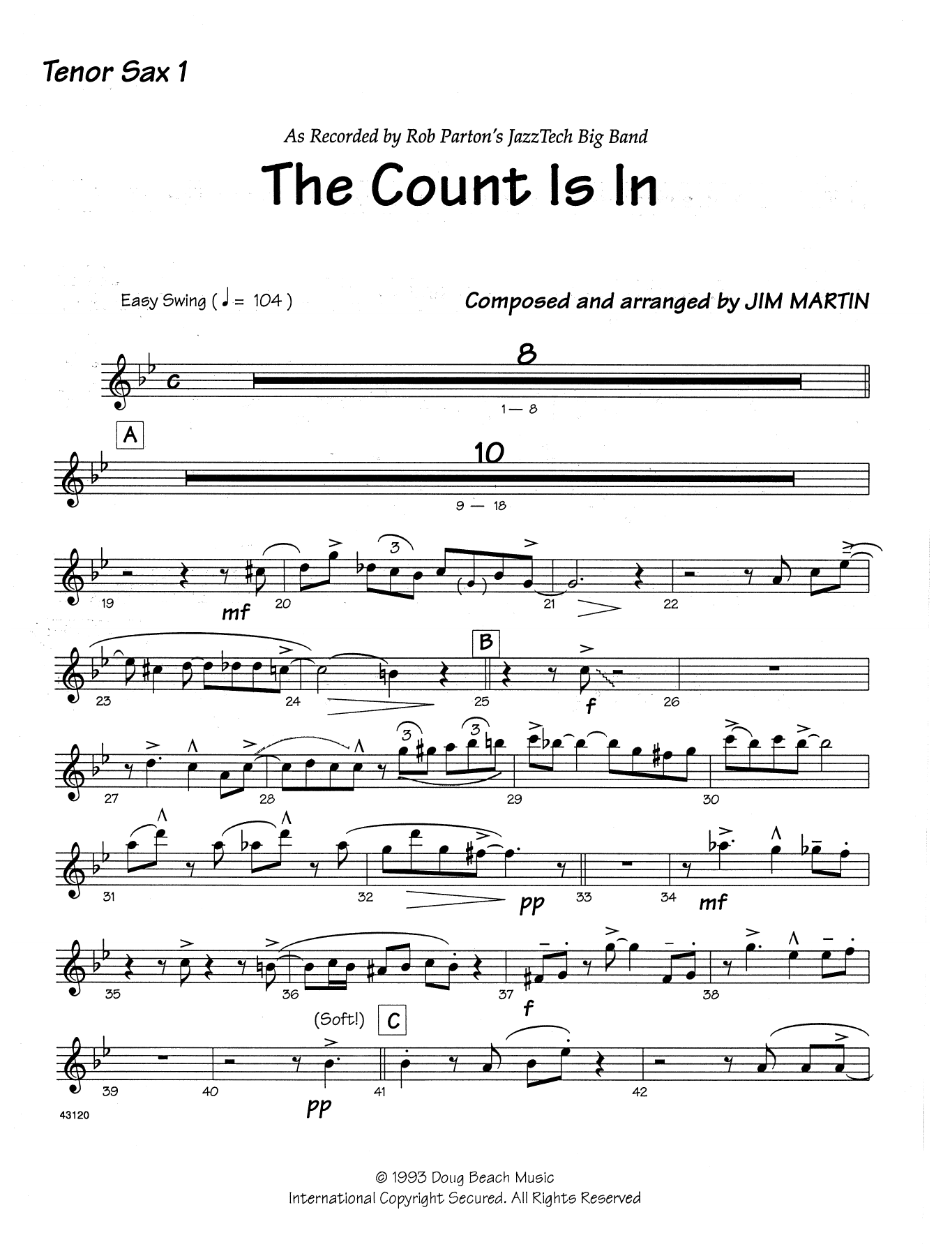 Download Martin The Count Is In - 1st Tenor Saxophone Sheet Music