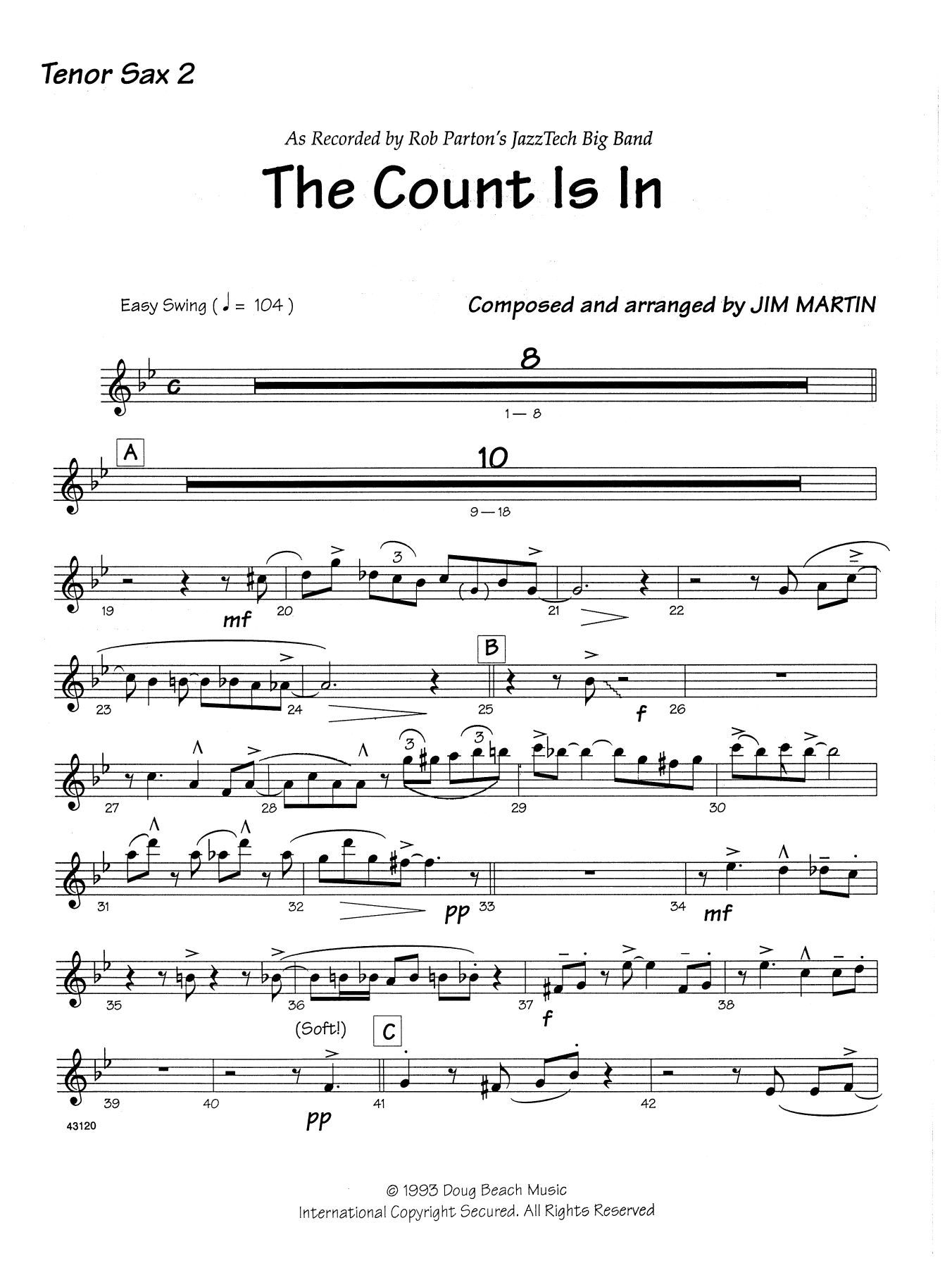 Download Martin The Count Is In - 2nd Bb Tenor Saxophon Sheet Music