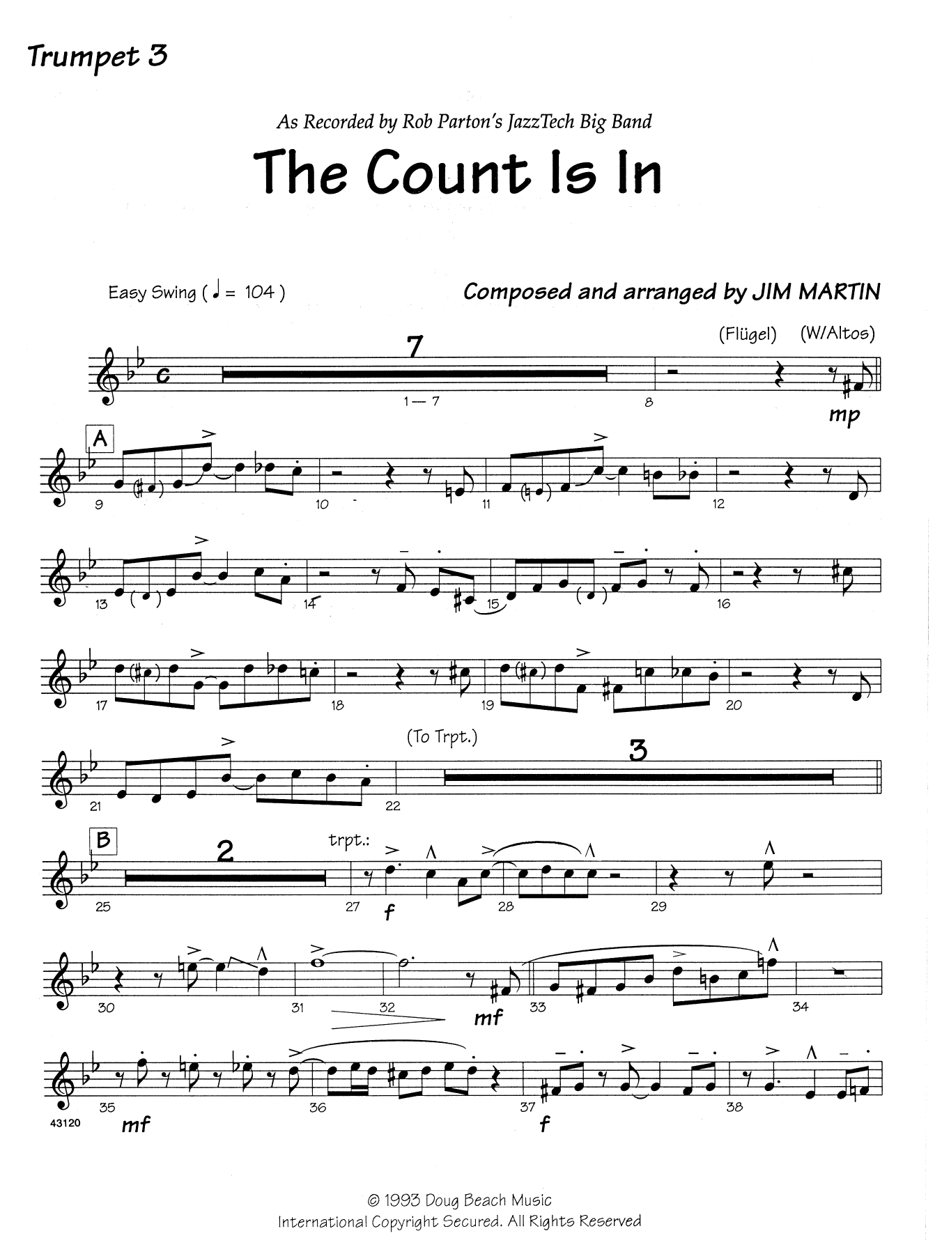 Download Martin The Count Is In - 3rd Bb Trumpet Sheet Music