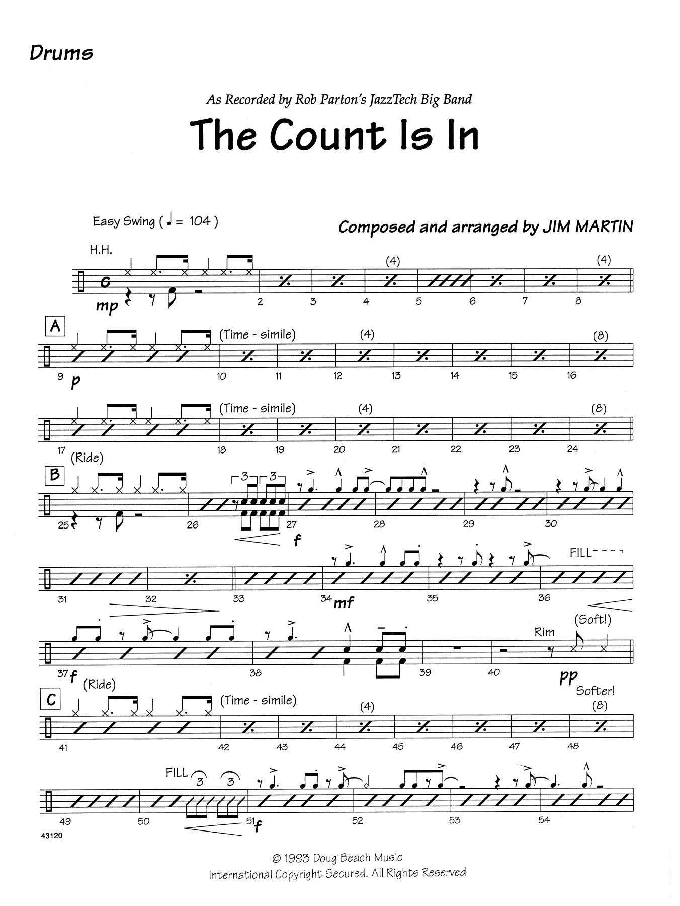 Download Martin The Count Is In - Drum Set Sheet Music
