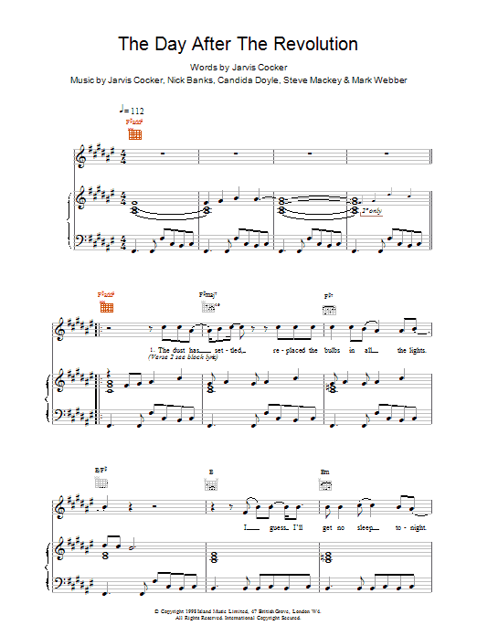 Pulp The Day After The Revolution sheet music notes printable PDF score