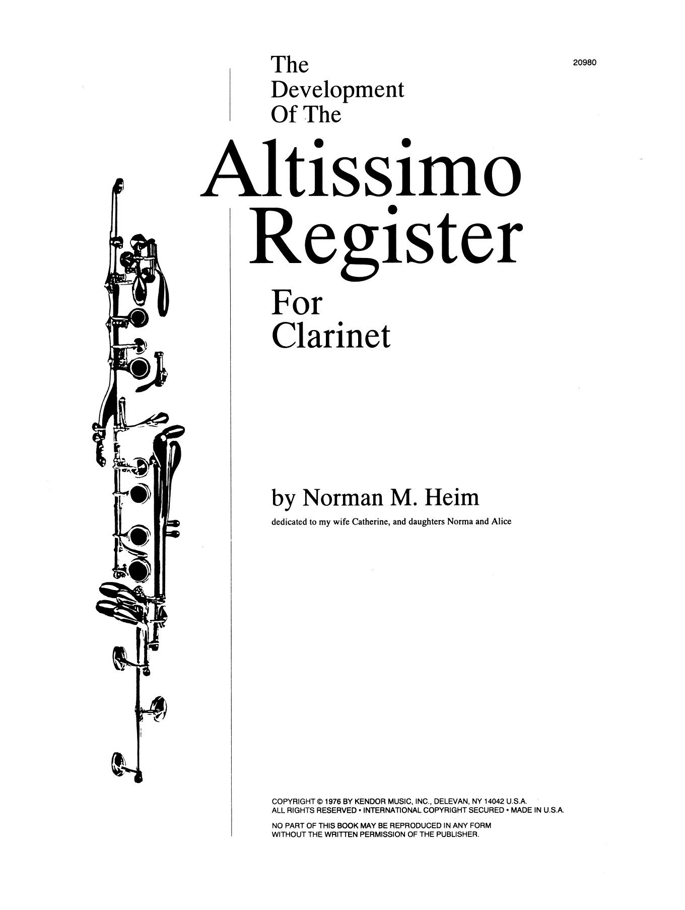 Download Norman Heim The Development Of The Altissimo Regist Sheet Music