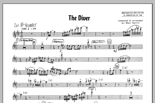 Download Matt Harris The Diver - 1st Bb Trumpet Sheet Music