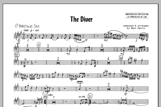 Download Matt Harris The Diver - Eb Baritone Sax Sheet Music
