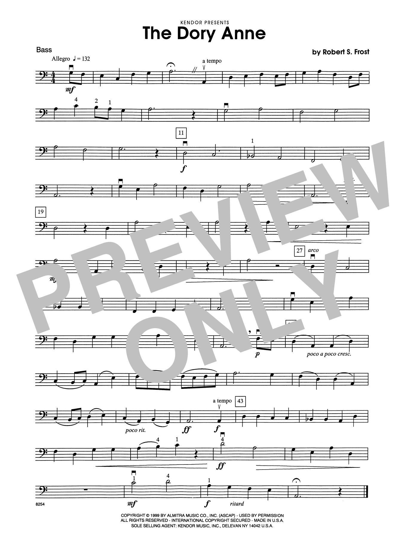 Download Robert S. Frost The Dory Anne - Bass Sheet Music