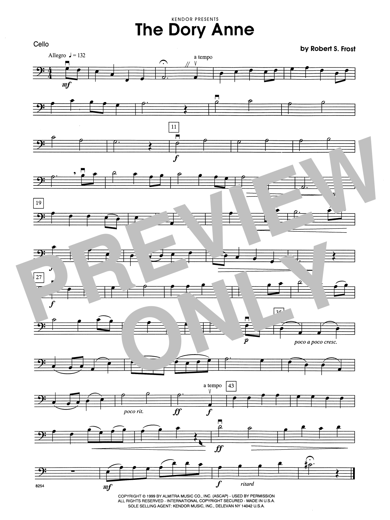 Download Robert S. Frost The Dory Anne - Cello Sheet Music