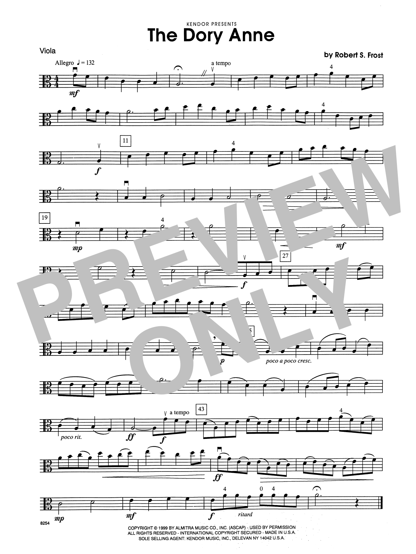 Download Robert S. Frost The Dory Anne - Viola Sheet Music