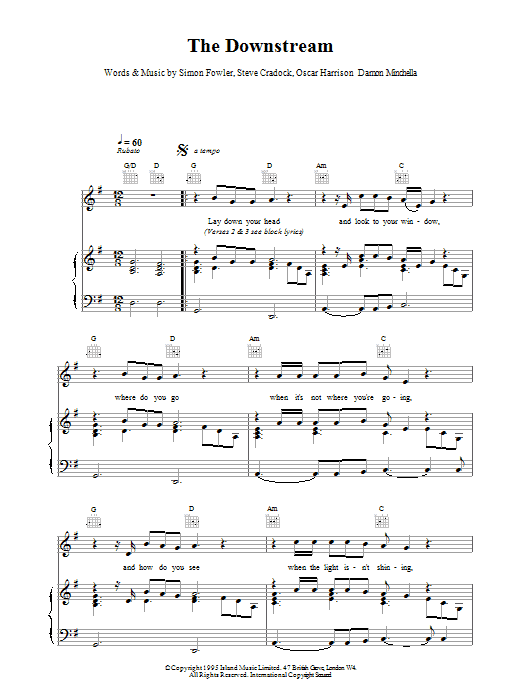 Ocean Colour Scene The Downstream sheet music notes printable PDF score