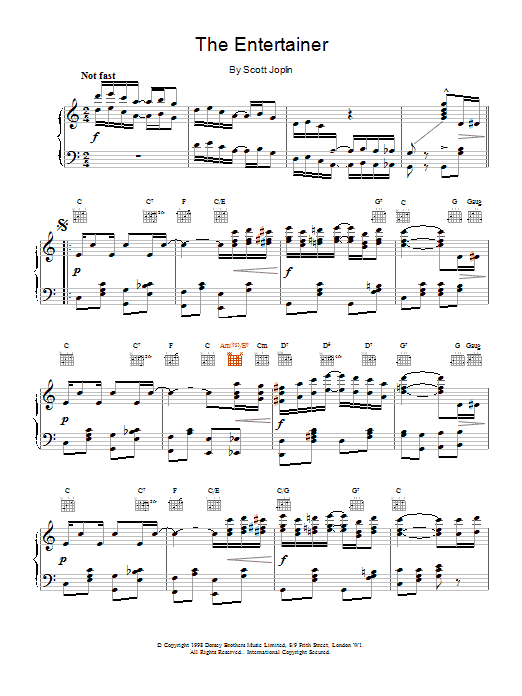 Scott Joplin The Entertainer sheet music notes printable PDF score