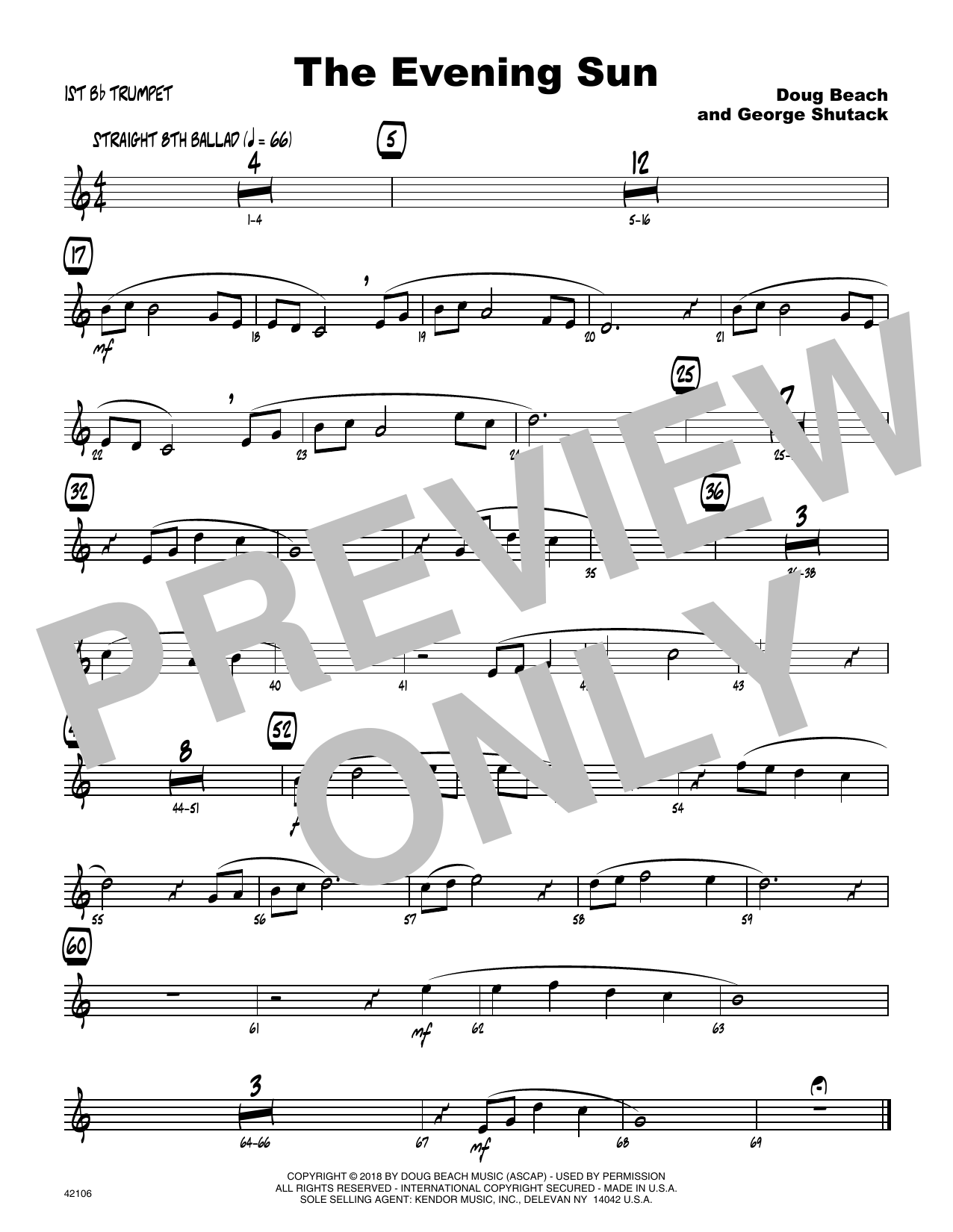 Download Doug Beach & George Shutack The Evening Sun - 1st Bb Trumpet Sheet Music