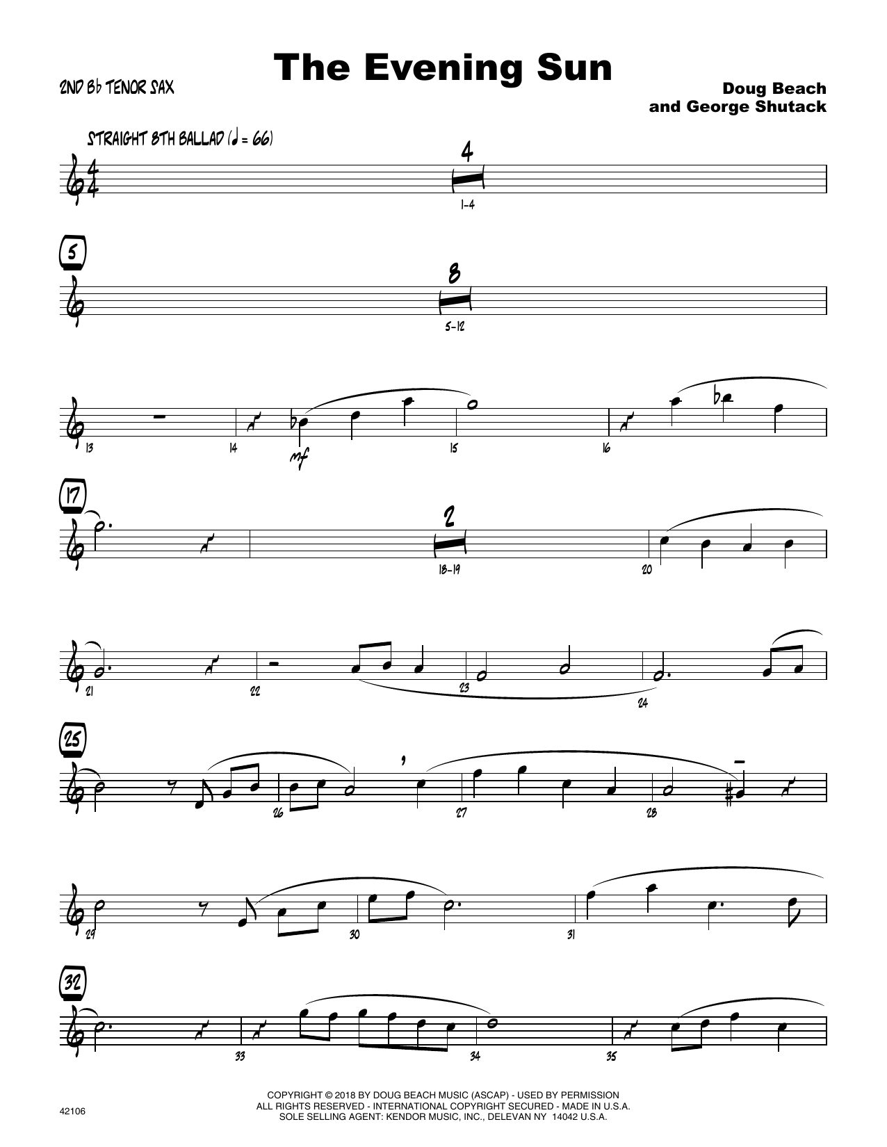Download Doug Beach & George Shutack The Evening Sun - 2nd Bb Tenor Saxophon Sheet Music