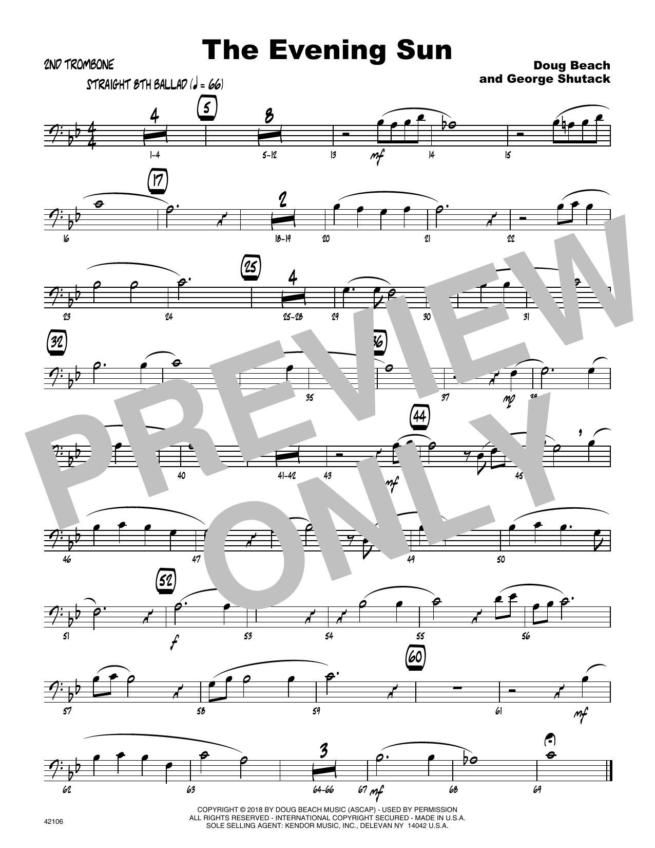 Download Doug Beach & George Shutack The Evening Sun - 2nd Trombone Sheet Music
