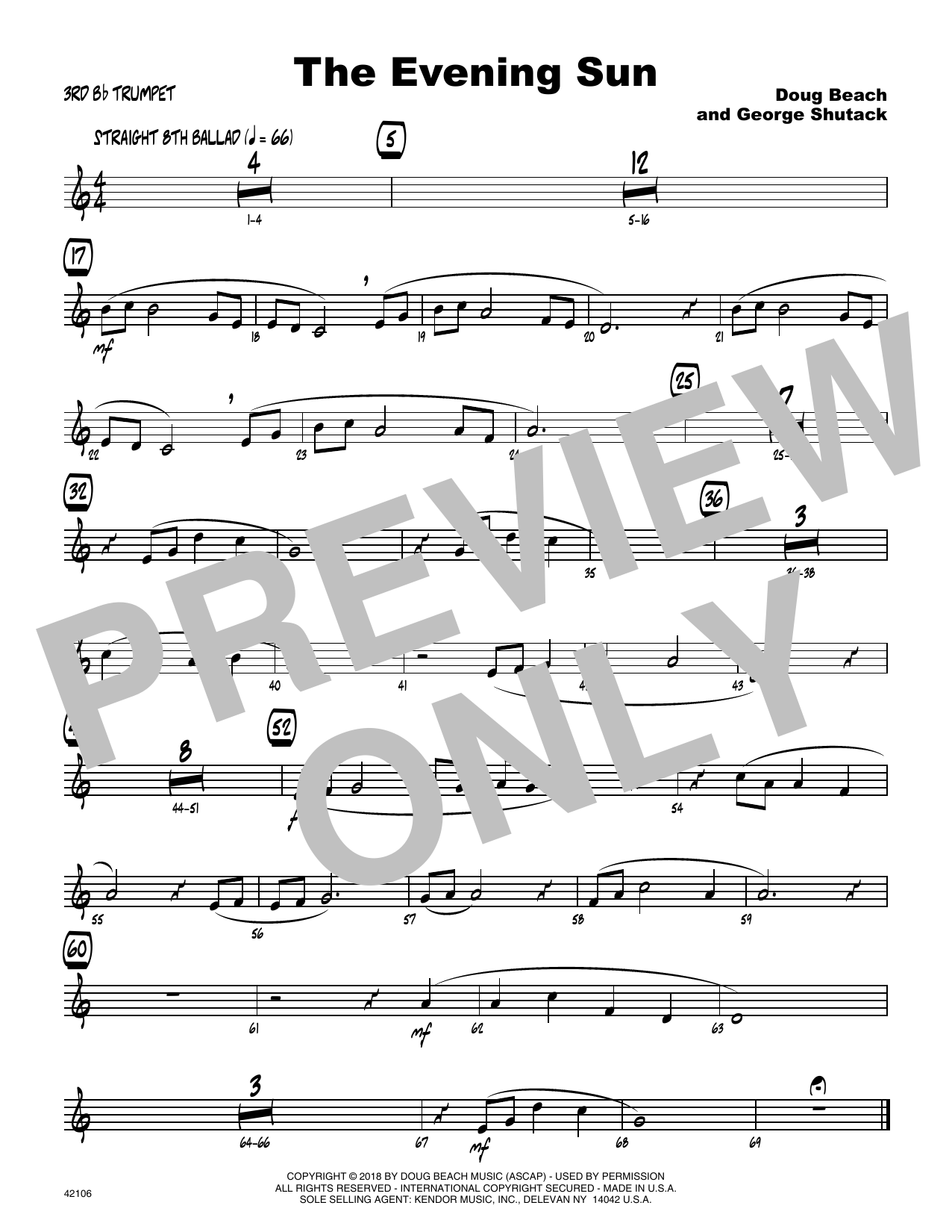 Download Doug Beach & George Shutack The Evening Sun - 3rd Bb Trumpet Sheet Music
