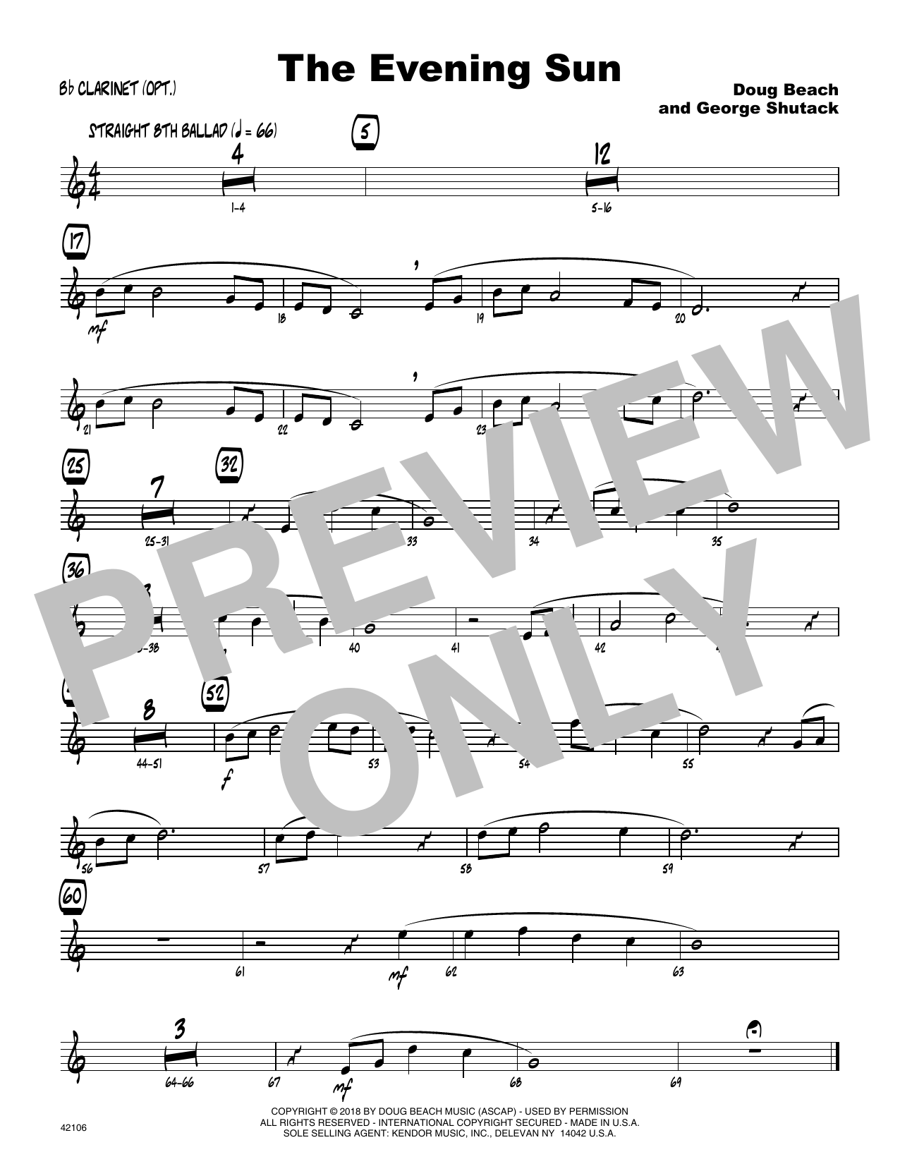 Download Doug Beach & George Shutack The Evening Sun - Bb Clarinet Sheet Music