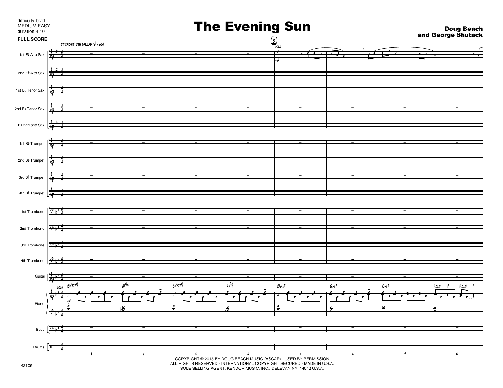 Download Doug Beach & George Shutack The Evening Sun - Full Score Sheet Music