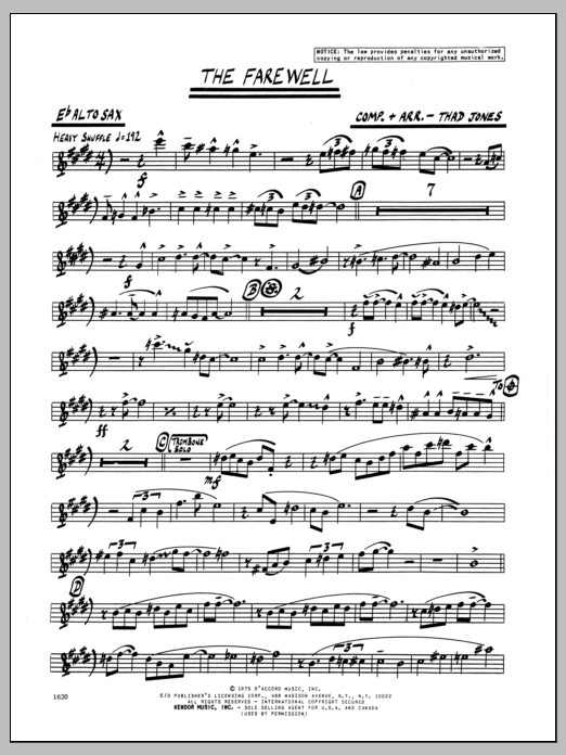 Download Thad Jones The Farewell - 2nd Eb Alto Saxophone Sheet Music