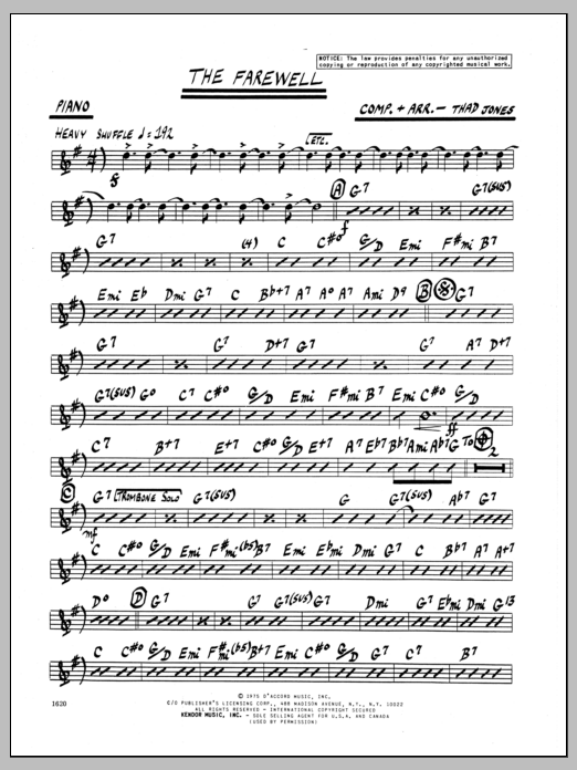 Download Thad Jones The Farewell - Piano Sheet Music