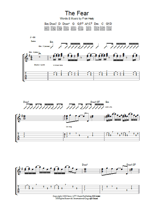 Download Travis The Fear Sheet Music