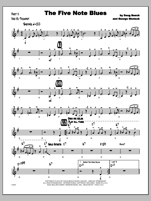 Download Doug Beach & George Shutack The Five Note Blues - 3rd Bb Trumpet Sheet Music